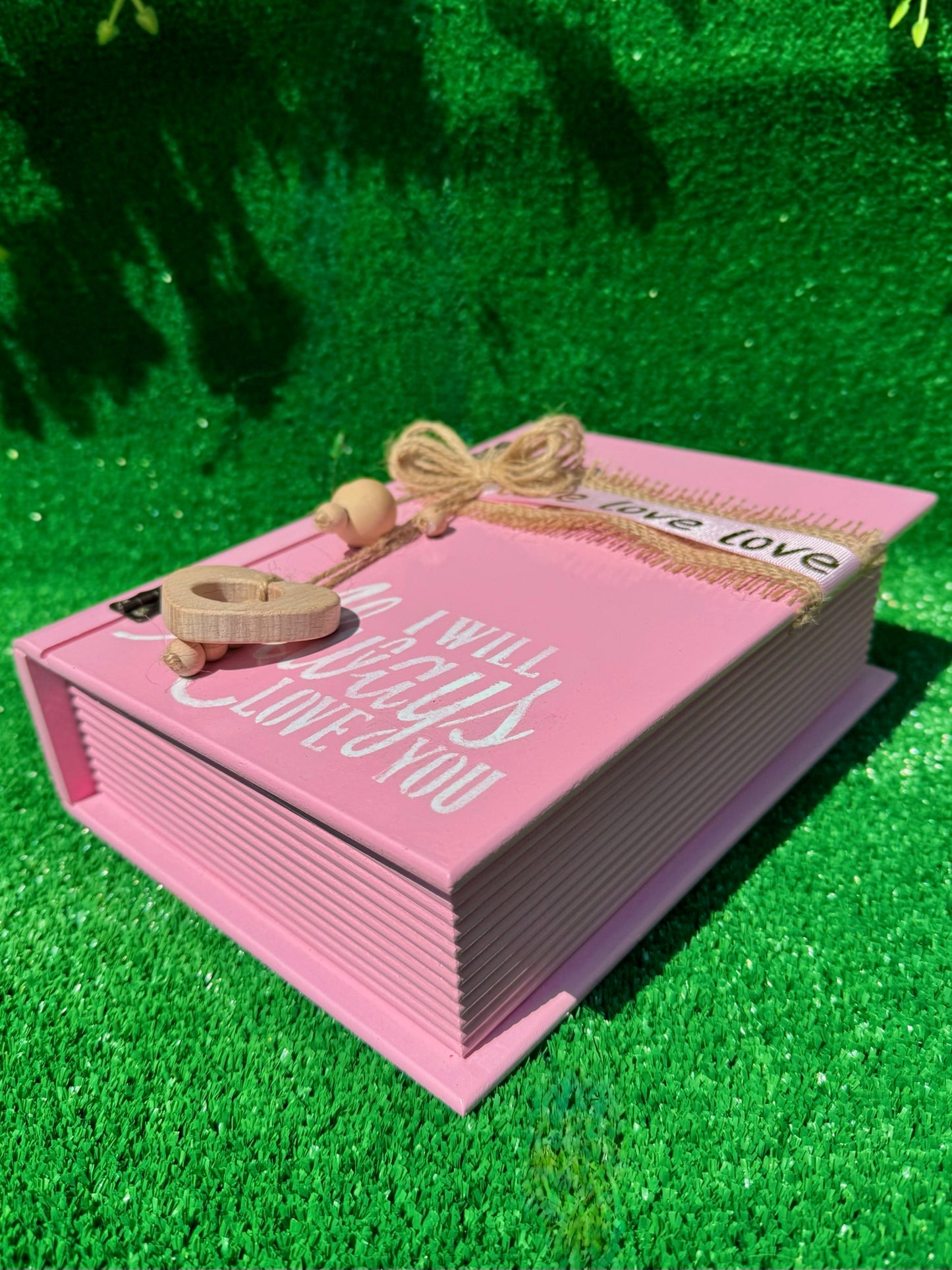 Romantik El Boyaması Ahşap Dekoratif Kitap Kutu