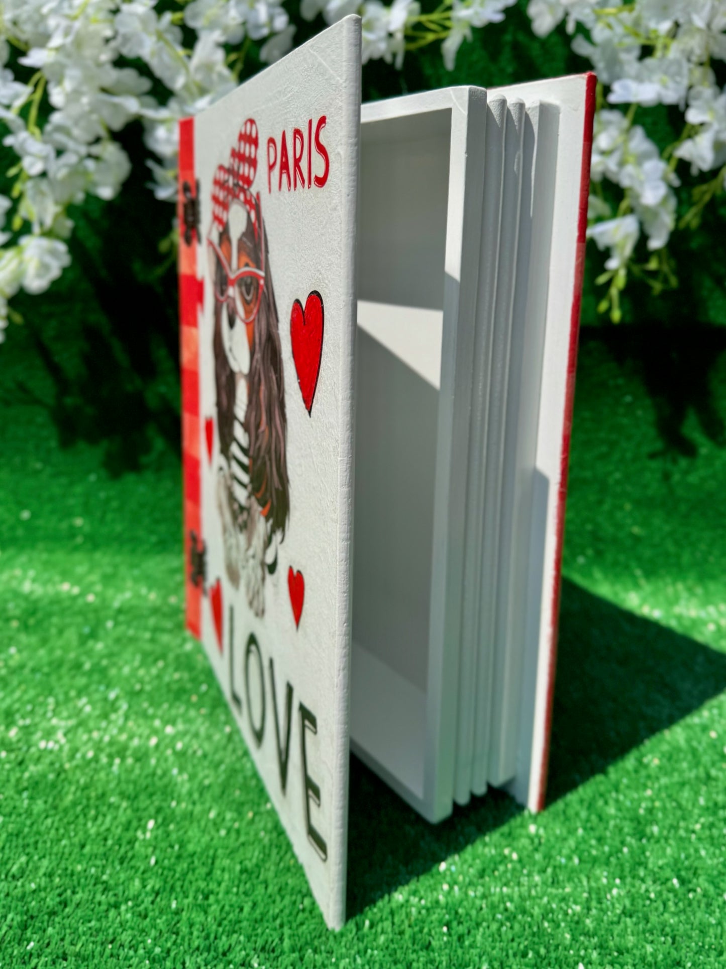 Romantik El Boyaması Ahşap Dekoratif Kitap Kutu