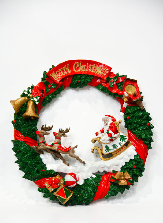 Merry Christmas Polyester Çelenk